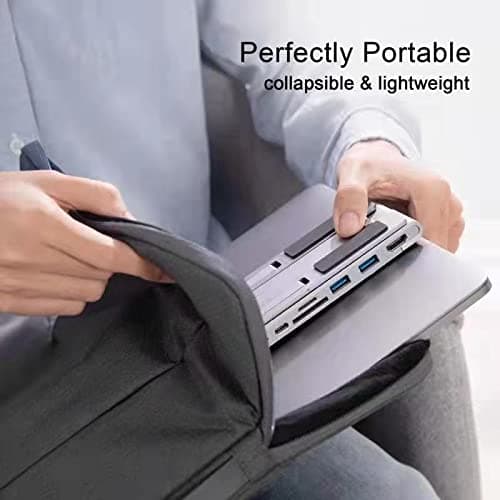 HyperDrive 7 in 1 USB C Hub Laptop Stand - HDMI 4K30Hz, USB-C 100W PD, USB-A 5Gbps, SD/MicroSD, Compatible with MacBook/iPad/Windows/Chrome - 10”-17” Laptop Docking Station Stand 7