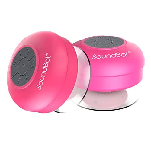 SoundBot® Waterproof Shower Speaker HD Water Resistant Bluetooth Handsfree Portable with Loud Clear Sounds 6+hrs of Playtime, Wireless Suction Cup Small Durable for Outdoors Travel Home SB510 (Pink) 7
