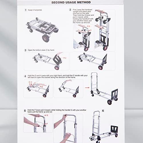 330LB Folding Hand Truck Dolly Cart with Telescoping Handle Heavy Duty Aluminum Hand Truck 2 in 1 Convertible Hand Truck Foldable for Moving with Bungee Cords 7