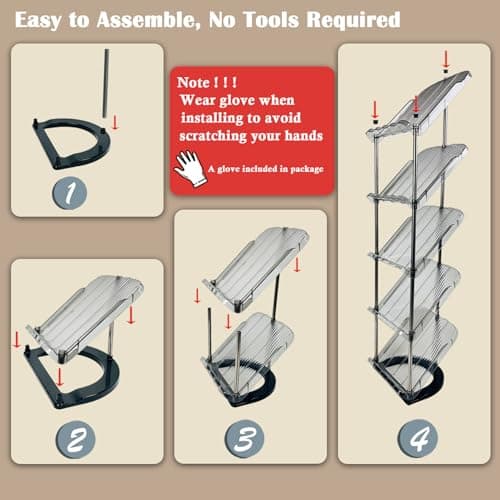 Patinao Sloping Narrow Shoe Rack 5 Tiers - Free Standing Vertical Shoes Racks for Small Spaces and Corner, Shoe Storage Organizer for Entryway, Tall Slim Shoe Shelf Cabinet for Shoes and Boots 8