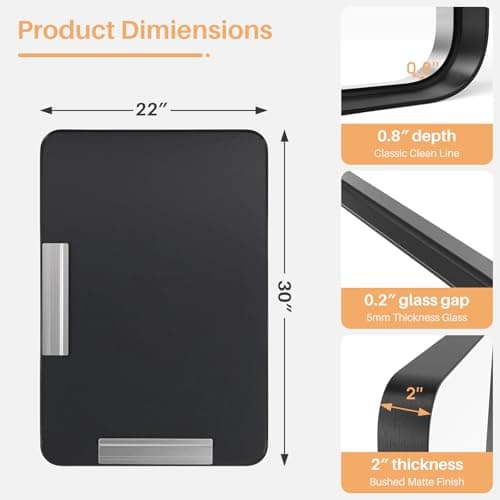 Bathroom Mirror for Wall, 30x22 Inch Rounded Rectangle Mirror, Black Metal Framed Bathroom Vanity Mirror for Restroom Farmhouse, Anti-Rust, Tempered Glass, Horizontally or Vertically Hanging 5