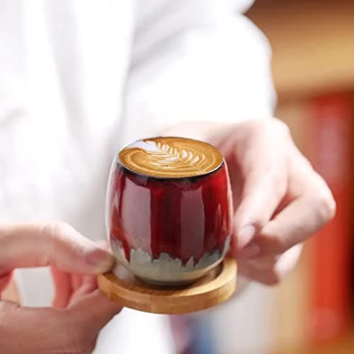 Hywisnok Hand-painted Ceramic Espresso Coffee Cup Saucer Set of 4, 2.7 Oz, Japanese Tea Cup,Small demitasse,Tazas de Cafe, Cappuccino best gift(4 Colors Mix) 7