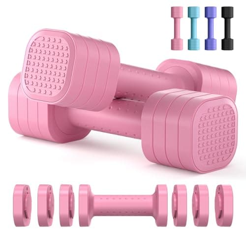 Zempox Adjustable Dumbbell Set of 2, 4 in 1 Free Weights Dumbbells Set for Women, Hand Weights for Women at Home, Each 2lb 3lb 4lb 5lb with TPU Soft Rubber Handle for Home Gym Exercise Training