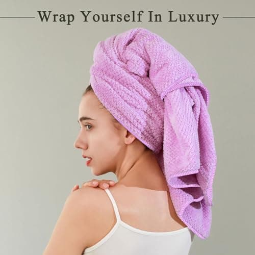 Wuwahold 2 Pack Bath Towel Set, Waffle Bath Towel Set, Super Soft Highly Absorbent, Sturdy Quick Drying Towels for Bathroom, Gym, SPA, Yoga (2 Piece 27" x 55", 1Grey+1Purple) 9