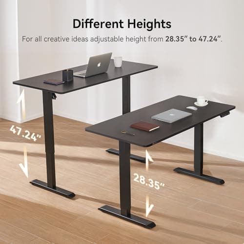 SIHOO 55"28" Whole Piece Electric Sit-Stand Desk with 4 Memory Height Settings, Ergonomic Adjustable Height Workstation for Home & Office (Black) 5