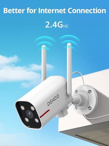 DEKCO 2 Pack Outdoor Security Camera with 2K Color Night Vision, Pan Rotating 180° Wired WiFi Camera Support 24/7 Recording, 2.4GHz WiFi, AI Human Auto Tracking, Work with Alexa/Google Assistant 8