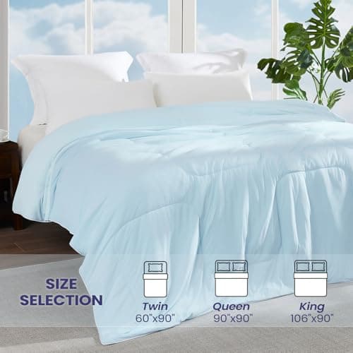HOMELYSIAN Cooling Comforter King Size, Cooling Blanket for Hot Sleepers, Lightweight Comforter, Light Blue 7