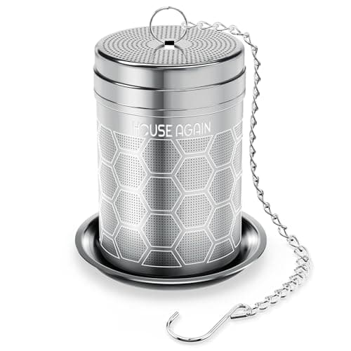 House Again Tea Infusers, Extra Fine Mesh Tea Strainers for Loose Tea, Updated Slim Threaded Lid & 304 Stainless Steel, Filter Bags Diffusers, Loose Leaf Tea Steeper for Brew Tea Spices & Seasonings