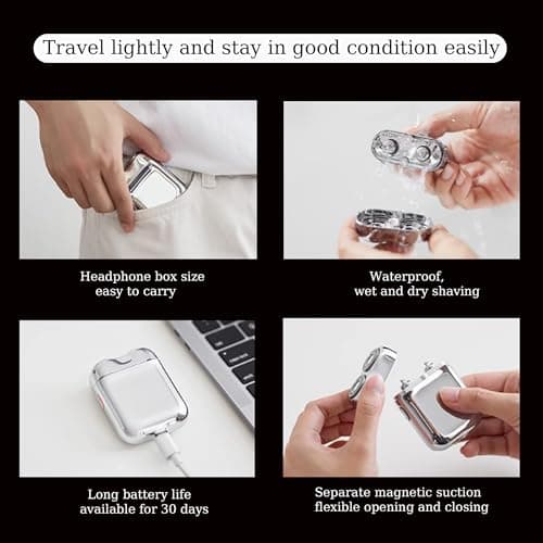 New Model Mini Dual-Head Electric Shaver, Mini Razor Dual Head Portable,Double Head Razor, Pocket Size Washable Electric Razor (Silver) 6