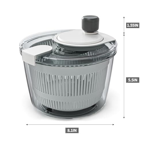 Cambom Salad Spinner Lettuce Spinner, Wash, Spin & Dry Salad Greens, Vegetable Washer Salad Dryer With Rotary Handle for Fruits & Vegetables, High Efficiency Vegetable Spinner Kitchen Gadget 3Qt White 6