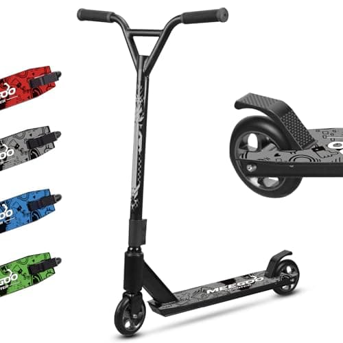MEE GOO Pro Freestyle Scooter - Lightweight Aluminum Deck, 110mm Wheels ABEC-10 Bearings, Supports 220 lbs, for Skate Park Tricks BeginnersTeens&Adults(Grey-NEW)