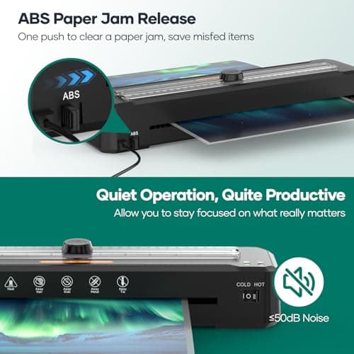Laminator Machine 13-Inch,A3 Laminator Thermal with10 Laminating Sheets,Cold with Paper Trimmer, Home laminator High-Speed Jam-Free, Low-Noise Laminating Machine(Black) 5