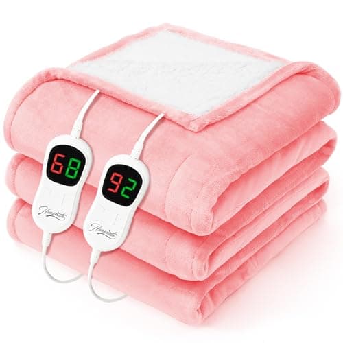 Homemate Electric Heated Blanket Queen - 84"x90" Heating Bed Blankets Throw with 10 Heating Levels 8 Hours Auto Off Fast Heating Over-Heated Protection Ultra Soft Warm Flannel ETL Certified Pink