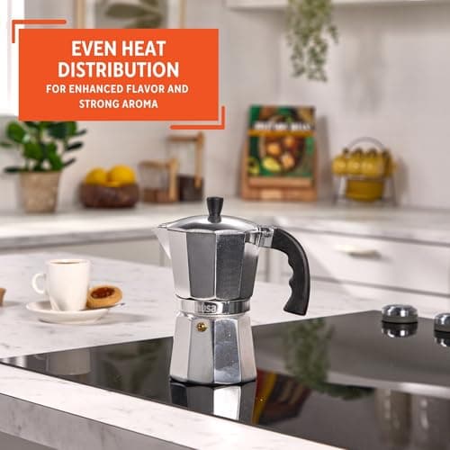 Imusa USA Aluminum Stovetop 6-cup Espresso Maker (B120-43V), Silver 8