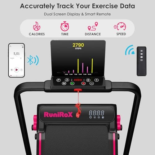 RuniRoX Walking Pad Treadmill with Incline, 3 in 1 Portable with Handle Bar and Lights, Under Desk for Home Office, with LED Display and APP 6