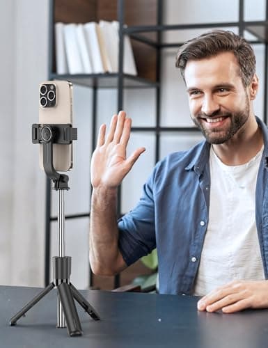 Portable Selfie Stick, 4 in 1 Extendable Phone Tripod Stand with Detachable Wireless Remote & Phone Holder 360° Rotating Mini Travel Tripod Compatible with iPhone 16/15/14/13 Pro/Android/Gopro 9