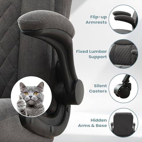 MAHOMICO Drafting Chair for Standing Desk – Tall Office Chair with Adjustable Height & Foot Ring, Flip-Up Arms, Lumbar Support – Comfortable Fabric Seat, Ideal Home Desk Chair 8