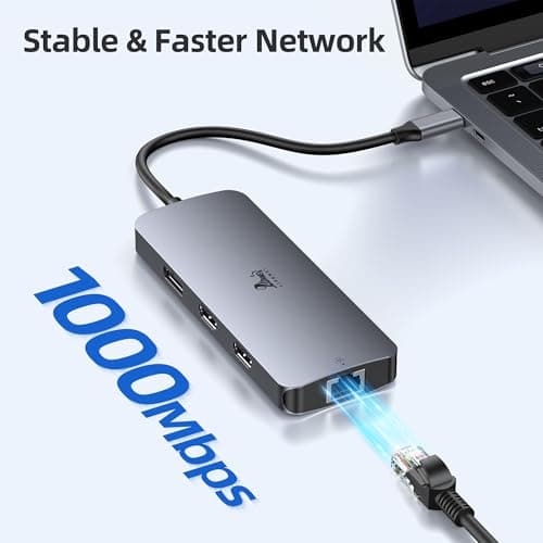 USB C Docking Station Dual Monitor, LIONWEI Laptop Docking Station 3 Monitors with 2 HDMI, 4K DisplayPort, 1Gbps Ethernet, 100W PD, 3 USB A/C 3.0, USB C Hub Multiport Adapter for Dell/Lenovo/HP 6