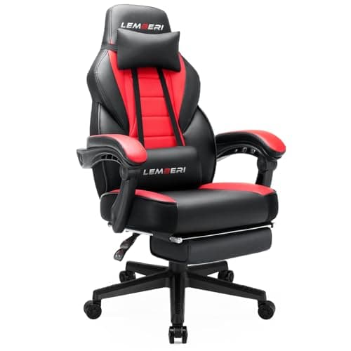 LEMBERI Video Game Chairs with footrest, Big and Tall Gamer Chair for Adults, 400lb Capacity, Racing Style Computer Chair with Headrest and Lumbar Support 8