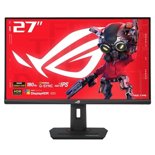 ASUS ROG Strix 27” QHD (2560x1440) HDR400 USB-C Gaming Monitor (XG27ACS), 180Hz,1ms, Fast IPS, 133% sRGB, Extreme Low Motion Blur Sync, G-Sync Compatible, DisplayWidget, Tripod Socket, 3 Year Warranty