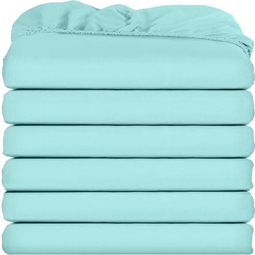 Utopia Bedding Twin Fitted Sheets - Bulk Pack of 6 Bottom Sheets - Soft Brushed Microfiber - Deep Pockets - Shrinkage & Fade Resistant - Easy Care (Spa Blue)