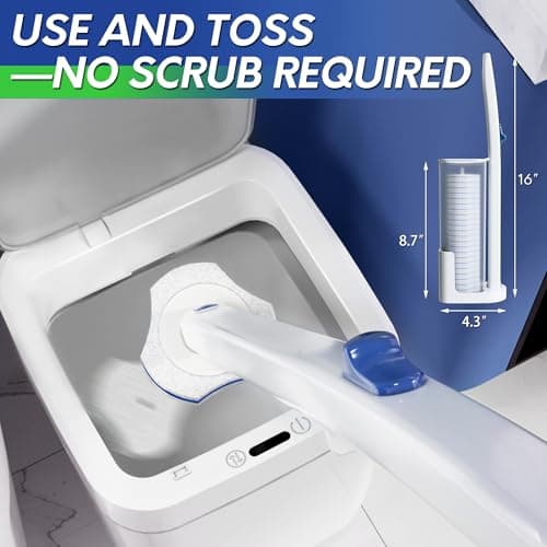 BOOMJOY Disposable Toilet Brush Set with 15 Wand Refills, Toilet Bowl Cleaner Wand with Holder, Toilet Cleaning System Starter Wand Kit, Bathroom Cleaning Set 6