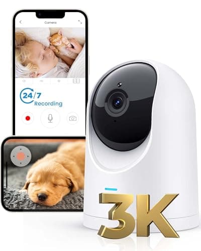 ANMEATE 3K 5MP WiFi Security Camera – Indoor Baby & Pet Monitor with App Control, Motion Detection & Auto Tracking, Color Night Vision, 2-Way Talk, Cloud/SD Storage