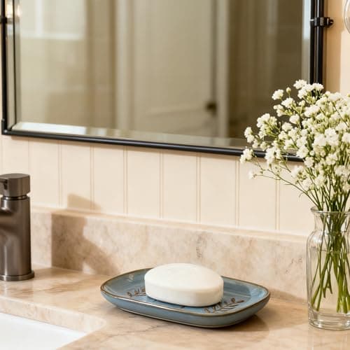 HighHerz Aesthetic Ceramic Soap Dish for Shower, Soap Holder with Raised Relief, Shower Soap Dish for Shampoo Bar Or Sponge, Soap Saver for Bathroom, Kitchen, Sink, Decorative Soap Tray (Blue) 9