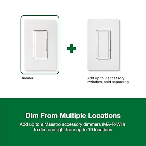 Lutron Maestro LED+ Dimmer Switch for Dimmable LED, Halogen and Incandescent Bulbs, 150W/Single-Pole or Multi-Location, MACL-153M-WH, White 6