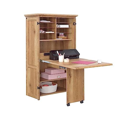 Sauder Miscellaneous Storage Craft & Sewing Armoire, Timber Oak Finish 7