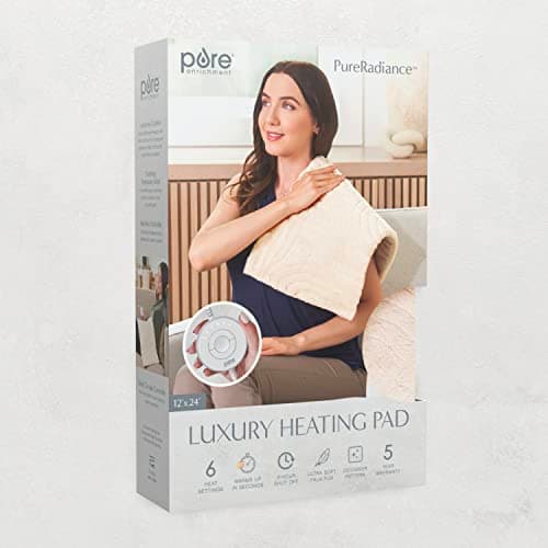 Pure Enrichment PureRadiance Luxury Heating Pad for Cramps, Back, Neck, & Shoulder Pain Relief, Patented Design, Soft Faux Fur & Micromink, 6 Heat Settings, Machine Washable, 12”x24” (Golden Sands) 7