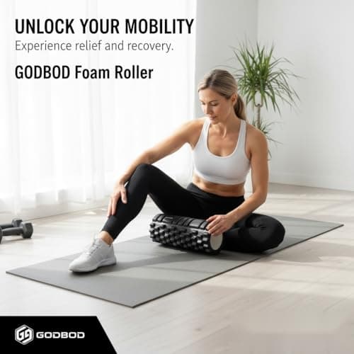 Strong Foam Roller - Deep Tissue Medium Density Muscle Massager with Myofascial Trigger Point Release, Back Massage Roller for Soreness and Mobility 13 x 5.5 Inch - Black 9
