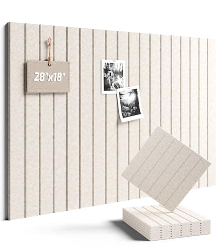 Fluxynara Felt Bulletin Board Tiles -28"x18" with 40 Adhesive Tabs, Cork Board Alternative for Office Decor, Push Pin Board Wall Organizer 6-Pack (Oatmeal)