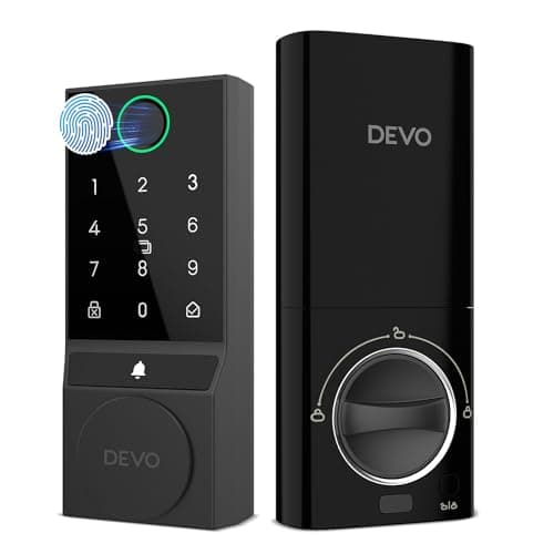 DEVO G3 Smart Lock,Fingerprint Door Lock, Wi-Fi Deadbolt Smart Lock,Keyless Entry Door Locks with Doorbell, APP Remote, Auto-Locks, Easy Install Front Digital Keypad Deadbolts, IP54Waterproof(Black)