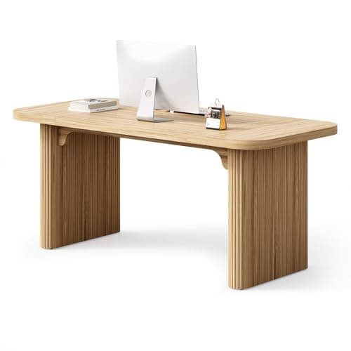 LITTLE TREE 62-Inch Home Office Computer Desk, Large Writing Desk with Textured Double Base, 5 ft Conference Meeting Seminar Table for Office 9
