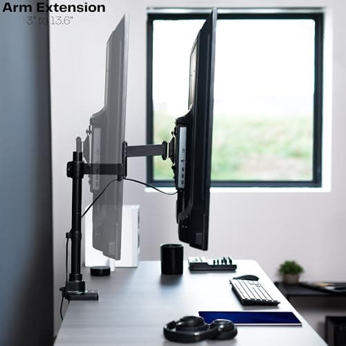 VIVO Ultra Wide Monitor and TV Desk Mount for up to 55 inch Screens, Single Television Stand with Articulating Arm, Holds up to 44 lbs, Max VESA 400x400mm, Black, STAND-V155D 6