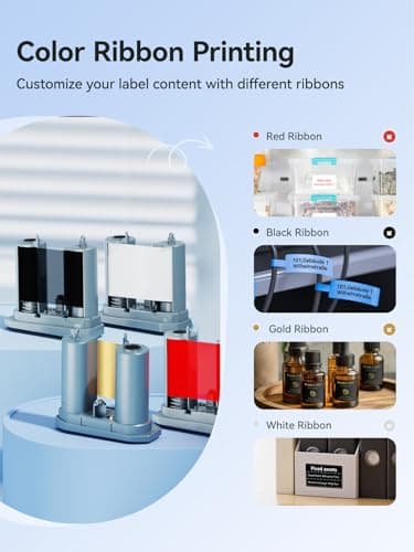 NIIMBOT M2 Label Maker with Tape 2Inch Thermal Transfer Support Color Ribbon Printing Bluetooth Sticker Printer for Office Small Business School Home Cable Storage, Compatible with Phones & PC 7
