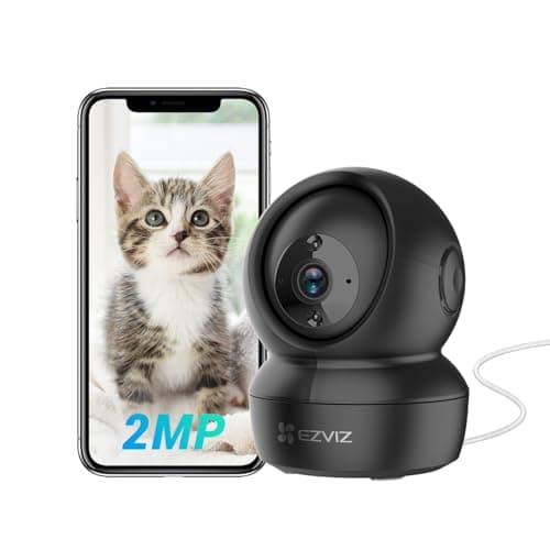 EZVIZ 360° Pan/Tilt WiFi Security Camera Indoor, Cameras for Home Security, Baby Monitor with Camera and Audio, Pet Camera with Phone App, Night Vision, Motion Detection, 2-Way Audio (C6N Black)
