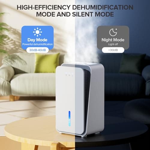Dehumidifier for Home, 1000 sq.ft Dehumidifier with Auto Shut Off, 7-Color LED Light Built-in Aromatherapy Diffuser, Ultra-Quiet Dehumidifiers for Bedroom, Bathroom, Basement (White) 5