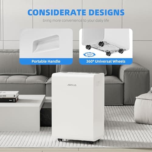 AIRPLUS 3,500 Sq.Ft 50 Pint Dehumidifier for Basements, (4 Smart Modes) Quiet Dehumidifiers for Bedroom & Home with Drain Hose, Auto Shut Off/24 Hr Timer/0.66 Gallon Water Tank 8
