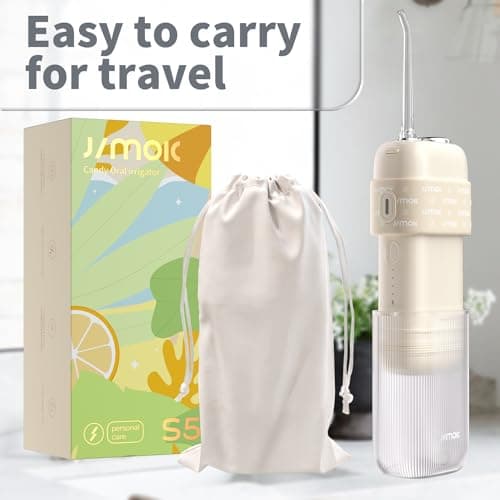 JIMOK Portable Home & Travel Water Flosser, Mini Cordless with Telescopic Tank, 4 Modes & IPX8 Waterproof Oral Irrigator for Teeth & Braces Care (White) 7