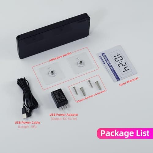 LED Digital Wall Clock with Large Display, Big Digits, Auto-Dimming, 12/24Hr Format, Modern Electric Small Silent Wall Clock for Living Room, Bedroom, Classroom, Farmhouse, Kitchen, Office - White 7