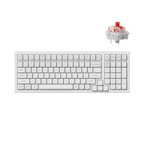 Keychron K4 Pro QMK/VIA Bluetooth Wireless Mechanical Keyboard, 96% Layout Custom Programmable Gaming Keyboard with White Backlit, Hot-Swappable K Pro Red Switch for Mac Windows Linux - White