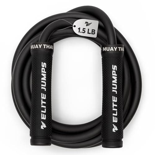 Muay Thai 3.0 Weighted Jump Rope for Men & Women - Professionally Designed for High-Intensity Training | Muay Thai, MMA & Fitness Jump Rope - Full Body Workout Weighted Rope - Black