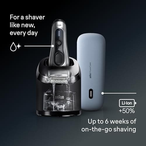 Braun Series 8 Electric Shaver, Shaving Kit with 4+1 Shaving Elements, Precision Long Hair Trimmer, SmartCare Center, PowerCase 7