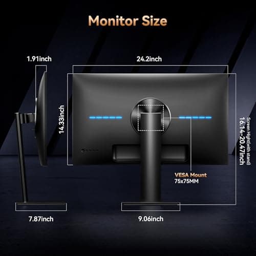 27 Inch Computer Monitor - Fast IPS 2K QHD 2560 x 1440 Desktop Monitor 100Hz FreeSync 100% sRGB TÜV Eye Care PC Gaming Screen Support Vesa Height/Tilt/Swivel/Pivot for Office Work (HDMI 2.0 & DP1.4) 9