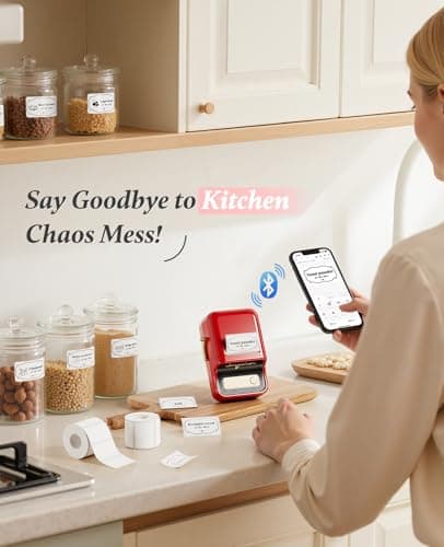 NIIMBOT B21 Label Printer,Bluetooth Thermal Label Maker,Ideal for Home Organization,Business,Ofice,50x30mm Labels,230Pcs(Red) 2