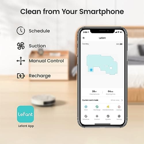 Lefant Robot Vacuum M210 Pro, 2200Pa Suction,120 Mins Runtime, Self-Charging Slim Robotic Vacuum Cleaner, APP/Voice/WiFi/Alexa Control, Ideal for Pet Hair,Low-Pile Carpet, Hard Floor 12