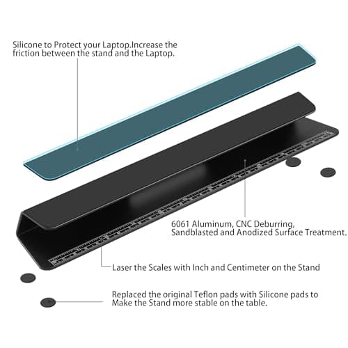 Psitek Portable Laptop Wedge Airflow Cooling Stand, Aluminium Laptops Feet Legs Improved Ergonomics, Stability, and Versatility - Compatible with MacBook and All Laptop, with Ruler 5