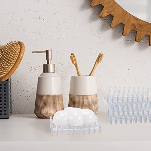 2 Pieces Plastic Bar Soap Holder Soap Tray Soap Saver Bar Dish Self Draining Soap Dishes for Soap Sponge Dryer Bathroom Toilet Shower Kitchen Restaurant Counter (Clear) 7